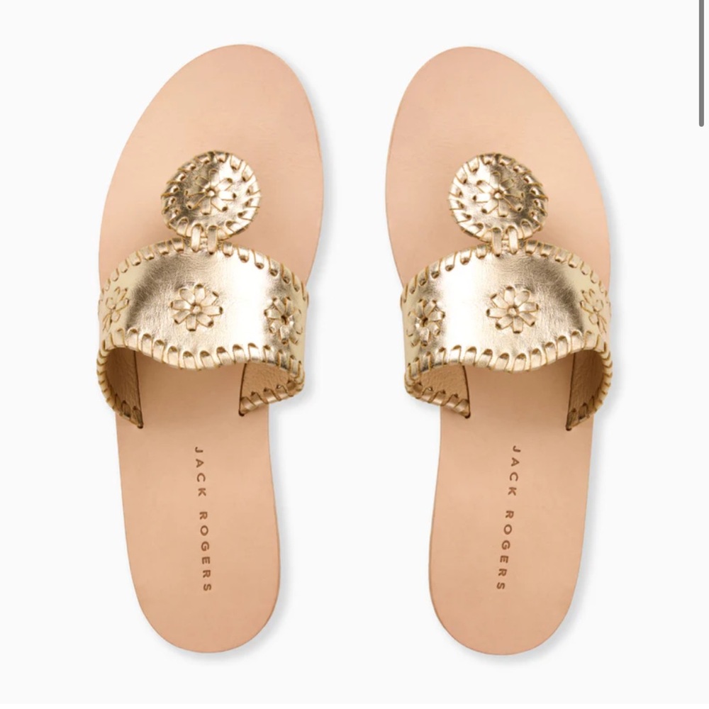 Jack Rogers Gold Leather boating Sandals  women size 11 NWOB